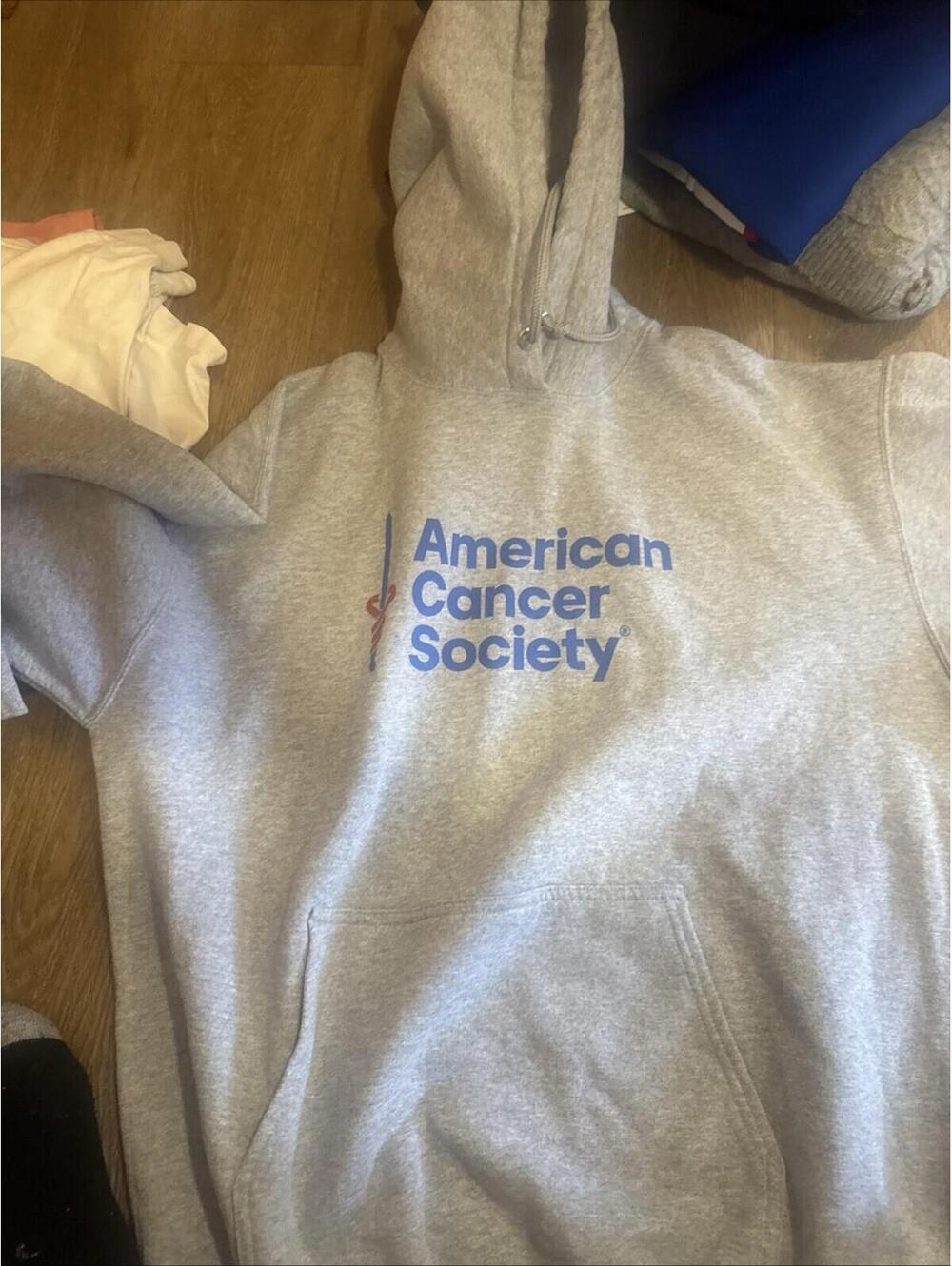 American Cancer Society Mens XL Graphic Gray Hoodie